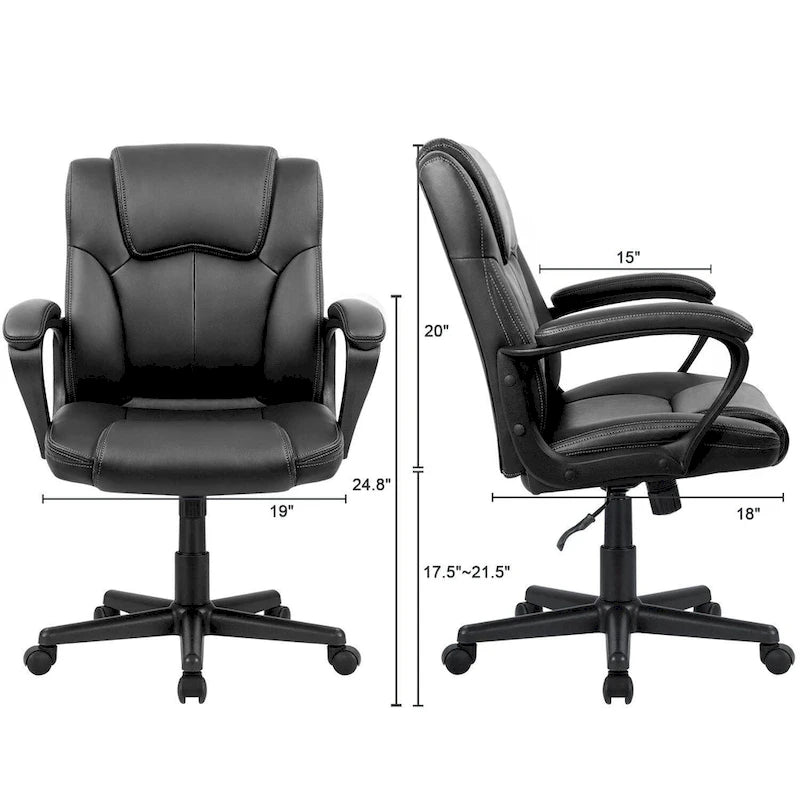 Homall Sedia direzionale marrone in pelle PU di alta qualità, con imbottitura spessa, sedia ergonomica, sedia da ufficio e commerciale con schienale medio