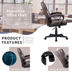 Homall Sedia direzionale marrone in pelle PU di alta qualità, con imbottitura spessa, sedia ergonomica, sedia da ufficio e commerciale con schienale medio