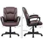 Homall Sedia direzionale marrone in pelle PU di alta qualità, con imbottitura spessa, sedia ergonomica, sedia da ufficio e commerciale con schienale medio