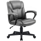 Homall Sedia direzionale marrone in pelle PU di alta qualità, con imbottitura spessa, sedia ergonomica, sedia da ufficio e commerciale con schienale medio