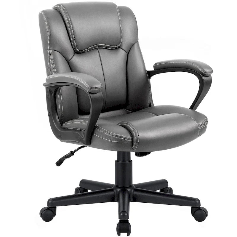 Homall Sedia direzionale marrone in pelle PU di alta qualità, con imbottitura spessa, sedia ergonomica, sedia da ufficio e commerciale con schienale medio