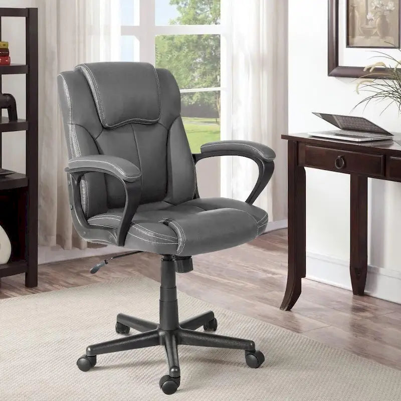 Homall Sedia direzionale marrone in pelle PU di alta qualità, con imbottitura spessa, sedia ergonomica, sedia da ufficio e commerciale con schienale medio