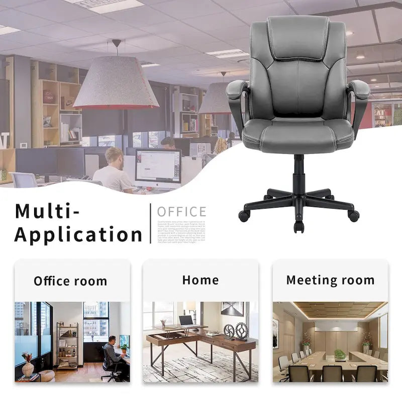 Homall Sedia direzionale marrone in pelle PU di alta qualità, con imbottitura spessa, sedia ergonomica, sedia da ufficio e commerciale con schienale medio