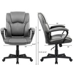 Homall Sedia direzionale marrone in pelle PU di alta qualità, con imbottitura spessa, sedia ergonomica, sedia da ufficio e commerciale con schienale medio
