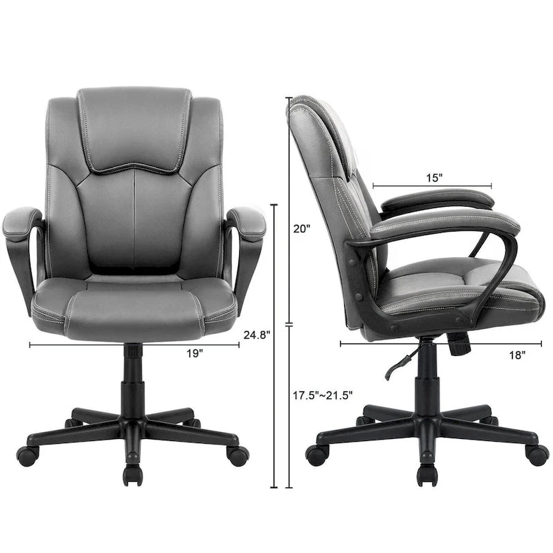 Homall Sedia direzionale marrone in pelle PU di alta qualità, con imbottitura spessa, sedia ergonomica, sedia da ufficio e commerciale con schienale medio