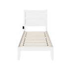 Letto a piattaforma in stile Mid-Century, bianco, una piazza