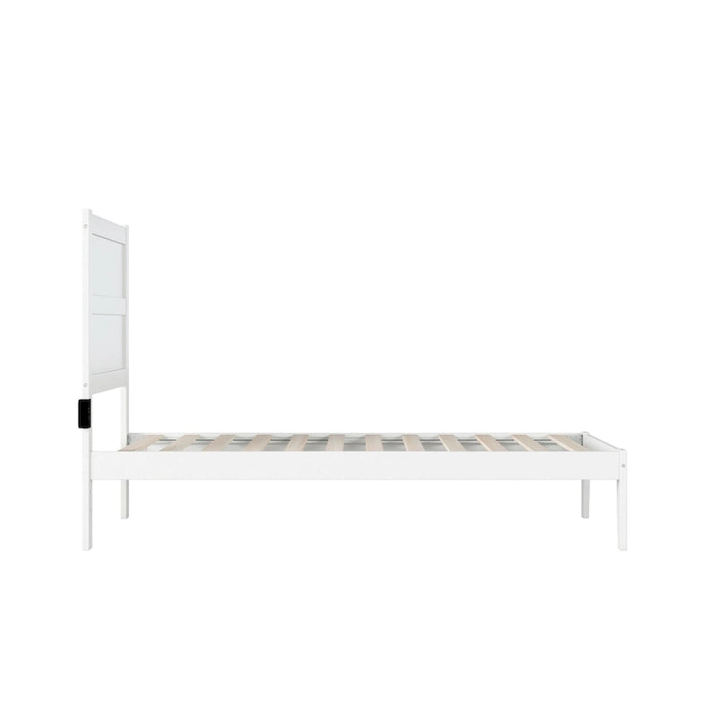 Letto a piattaforma in stile Mid-Century, bianco, una piazza