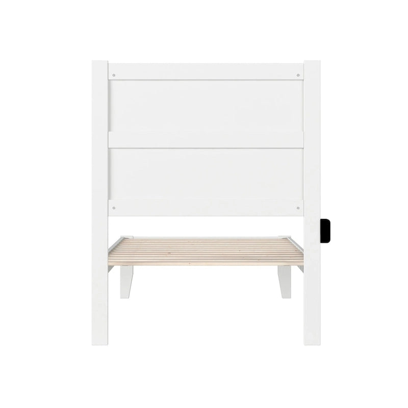 Letto a piattaforma in stile Mid-Century, bianco, una piazza