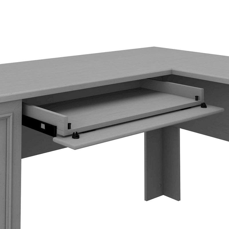Scrivania a L multicolore con credenza e contenitore – 5 pezzi, 1 persona