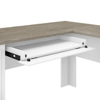 Scrivania a L multicolore con credenza e contenitore – 5 pezzi, 1 persona