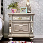 Eaen Glam Silver Wood 2-Drawer Nightstand by Furniture of America