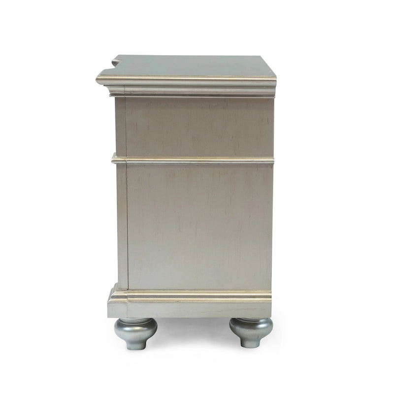 Comodino a 2 cassetti stile Silver Glam