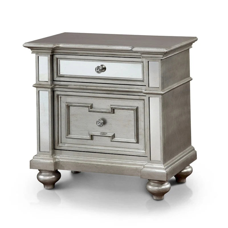 Comodino a 2 cassetti stile Silver Glam