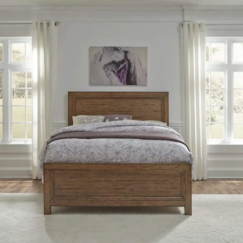 Letto matrimoniale con pannello a cornice in legno marrone, 1 persona