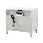Comodino a 2 cassetti Mid-Century con stazione di ricarica (Noce/Nero/Bianco/Seadrift, set da 2)