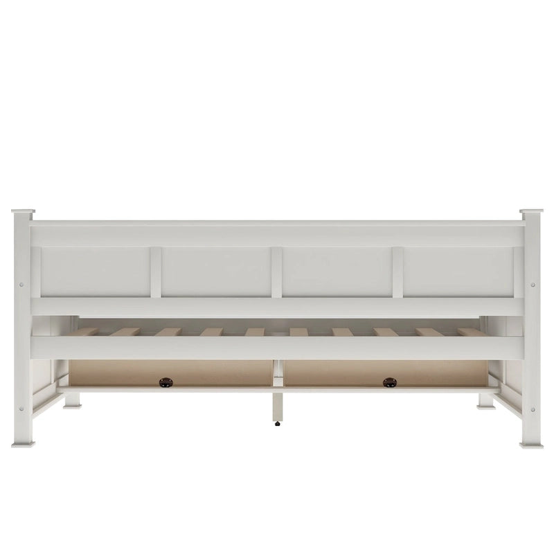 Letto a Giorno Rustico con Struttura a X Bianco Crema con Cassetti, Singolo, 1 Persona