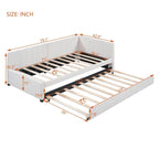Divano Letto in Lino Beige Semichiuso con Letto Estraibile, 2 Posti