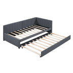 Divano Letto in Lino Beige Semichiuso con Letto Estraibile, 2 Posti