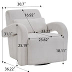 Poltrona singola in tessuto Teddy bianco, braccioli curvi
