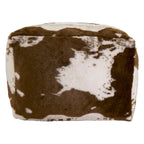 Pouf rotondo in finto pelo di mucca, marrone/nero, 1 posto