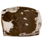 Pouf rotondo in finto pelo di mucca, marrone/nero, 1 posto