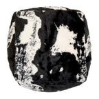 Pouf rotondo in finto pelo di mucca, marrone/nero, 1 posto