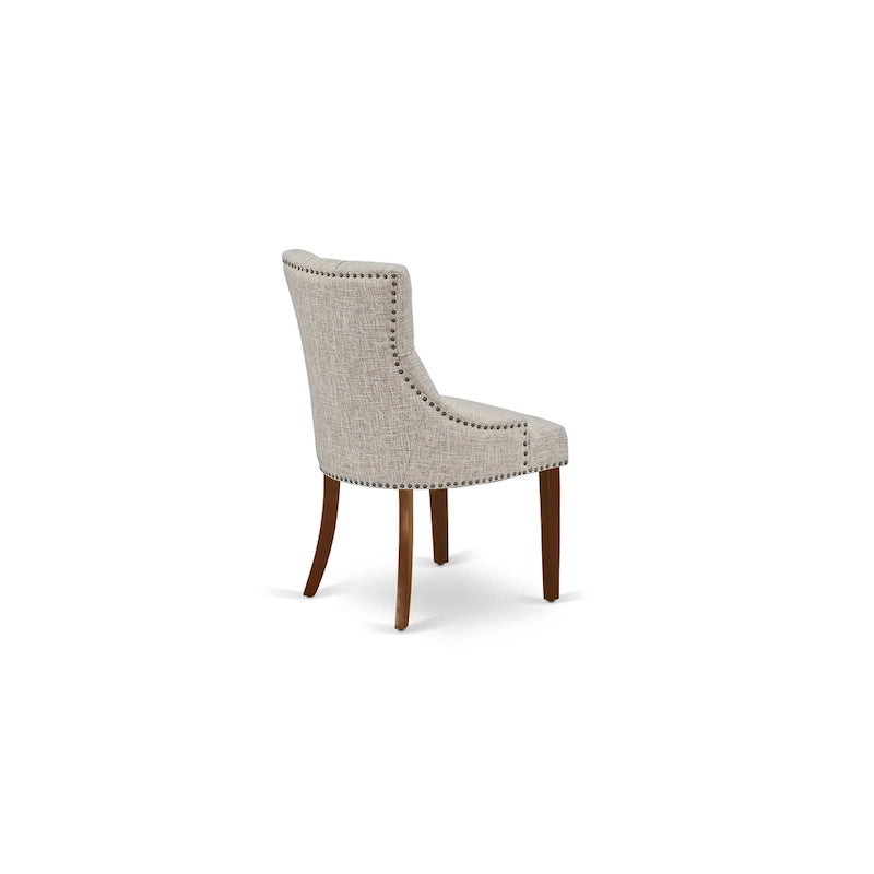 Set tavolo da pranzo rotondo e quadrato lino bianco / mogano, 3 o 5 posti