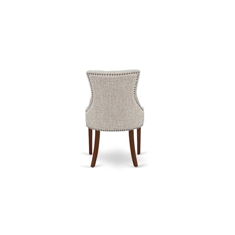 Set tavolo da pranzo rotondo e quadrato lino bianco / mogano, 3 o 5 posti