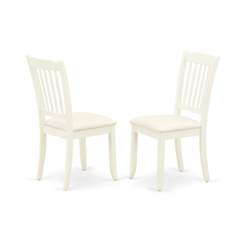 Set tavolo da pranzo rotondo e quadrato lino bianco / mogano, 3 o 5 posti