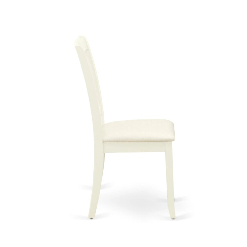 Set tavolo da pranzo rotondo e quadrato lino bianco / mogano, 3 o 5 posti