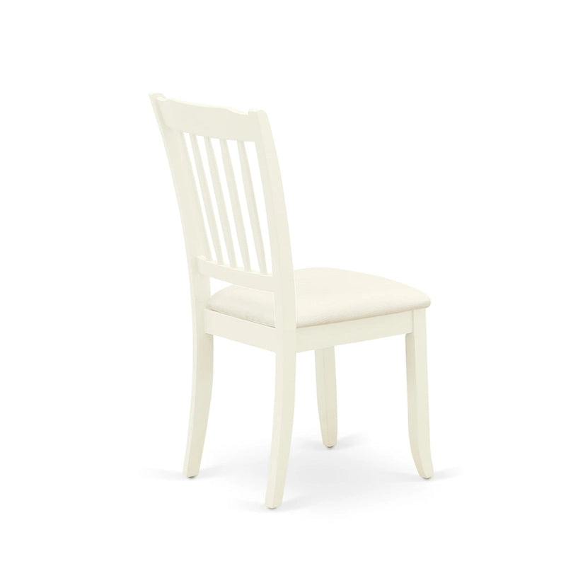 Set tavolo da pranzo rotondo e quadrato lino bianco / mogano, 3 o 5 posti
