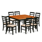 Set da pranzo quadrato con farfalla estraibile Black & Cherry, 9 posti