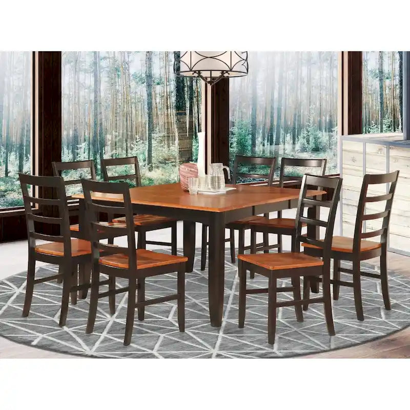 Set da pranzo quadrato con farfalla estraibile Black & Cherry, 9 posti