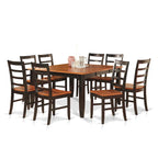 Set da pranzo quadrato con farfalla estraibile Black & Cherry, 9 posti