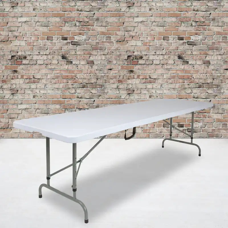 Tavolo Pieghevole Bi-Fold Granite White, Posti a Sedere 10, Altezza Regolabile