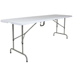 Tavolo Pieghevole Bi-Fold Granite White, Posti a Sedere 10, Altezza Regolabile