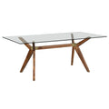 Tavolo da pranzo in vetro bianco noce tinto, stile Mid-Century, 6 posti a sedri