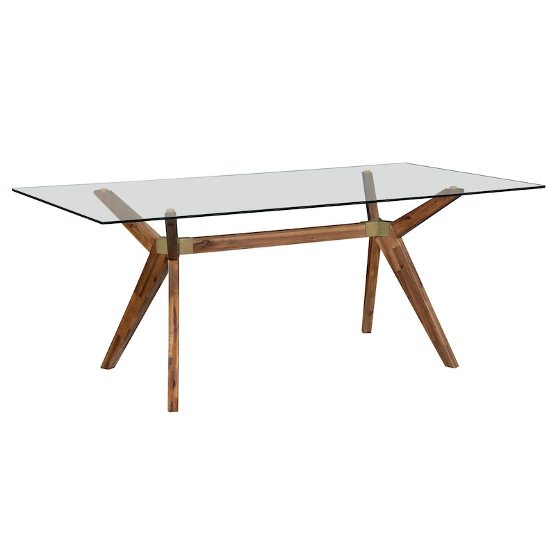 Tavolo da pranzo in vetro bianco noce tinto, stile Mid-Century, 6 posti a sedri