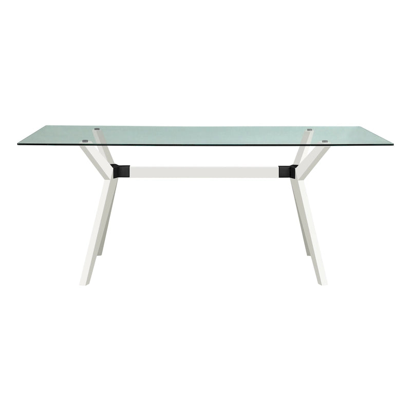 Tavolo da pranzo in vetro bianco noce tinto, stile Mid-Century, 6 posti a sedri