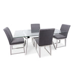 Tavolo da pranzo in vetro bianco noce tinto, stile Mid-Century, 6 posti a sedri