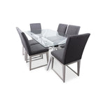 Tavolo da pranzo in vetro bianco noce tinto, stile Mid-Century, 6 posti a sedri