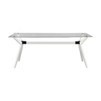 Tavolo da pranzo in vetro bianco noce tinto, stile Mid-Century, 6 posti a sedri