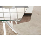 Tavolo da pranzo in vetro bianco noce tinto, stile Mid-Century, 6 posti a sedri