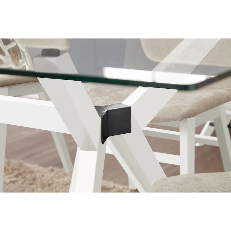 Tavolo da pranzo in vetro bianco noce tinto, stile Mid-Century, 6 posti a sedri