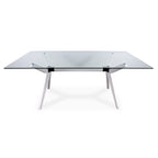 Tavolo da pranzo in vetro bianco noce tinto, stile Mid-Century, 6 posti a sedri