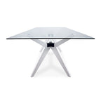 Tavolo da pranzo in vetro bianco noce tinto, stile Mid-Century, 6 posti a sedri