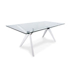 Tavolo da pranzo in vetro bianco noce tinto, stile Mid-Century, 6 posti a sedri