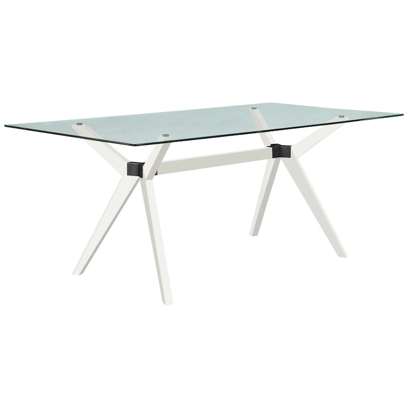 Tavolo da pranzo in vetro bianco noce tinto, stile Mid-Century, 6 posti a sedri
