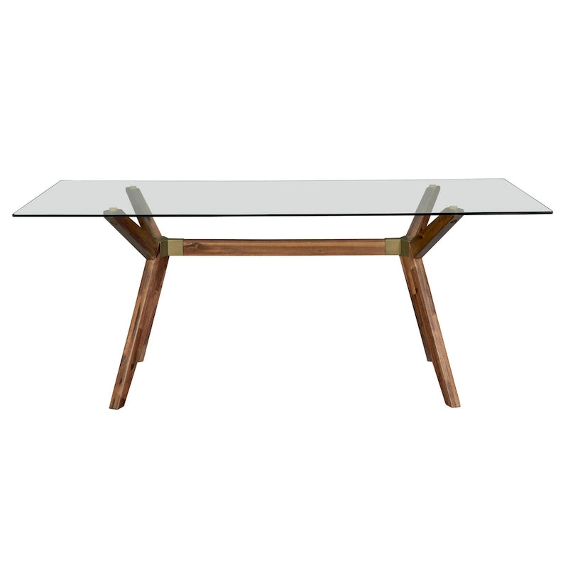 Tavolo da pranzo in vetro bianco noce tinto, stile Mid-Century, 6 posti a sedri