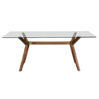 Tavolo da pranzo in vetro bianco noce tinto, stile Mid-Century, 6 posti a sedri